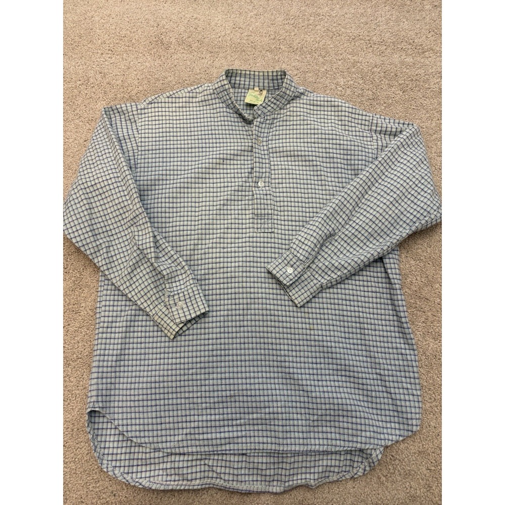 VTG 80s 90s My Grandfather Half Button Up Henley Blue Striped Shirt Ireland L